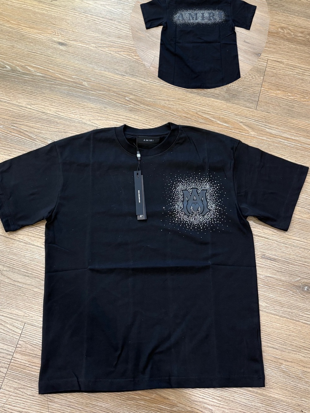 AMIRI Black Short-Sleeve Tee with Speckled Chest Crest